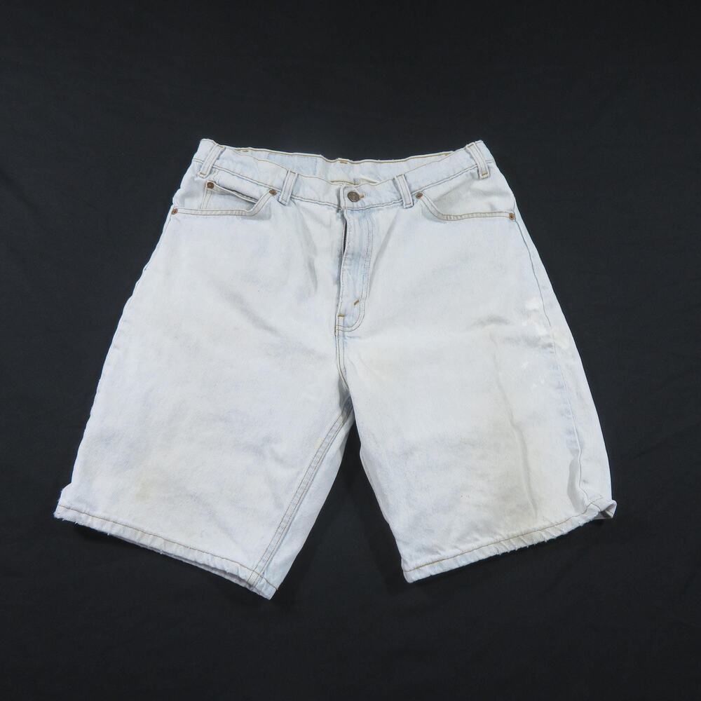 LEVIS Zip Fly Denim Jean Shorts Light Blue Measured Sz 34x10 1990s